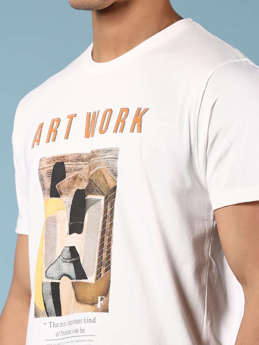 men front print round neck regular fit t-shirt - 21765355 -  Standard Image - 3