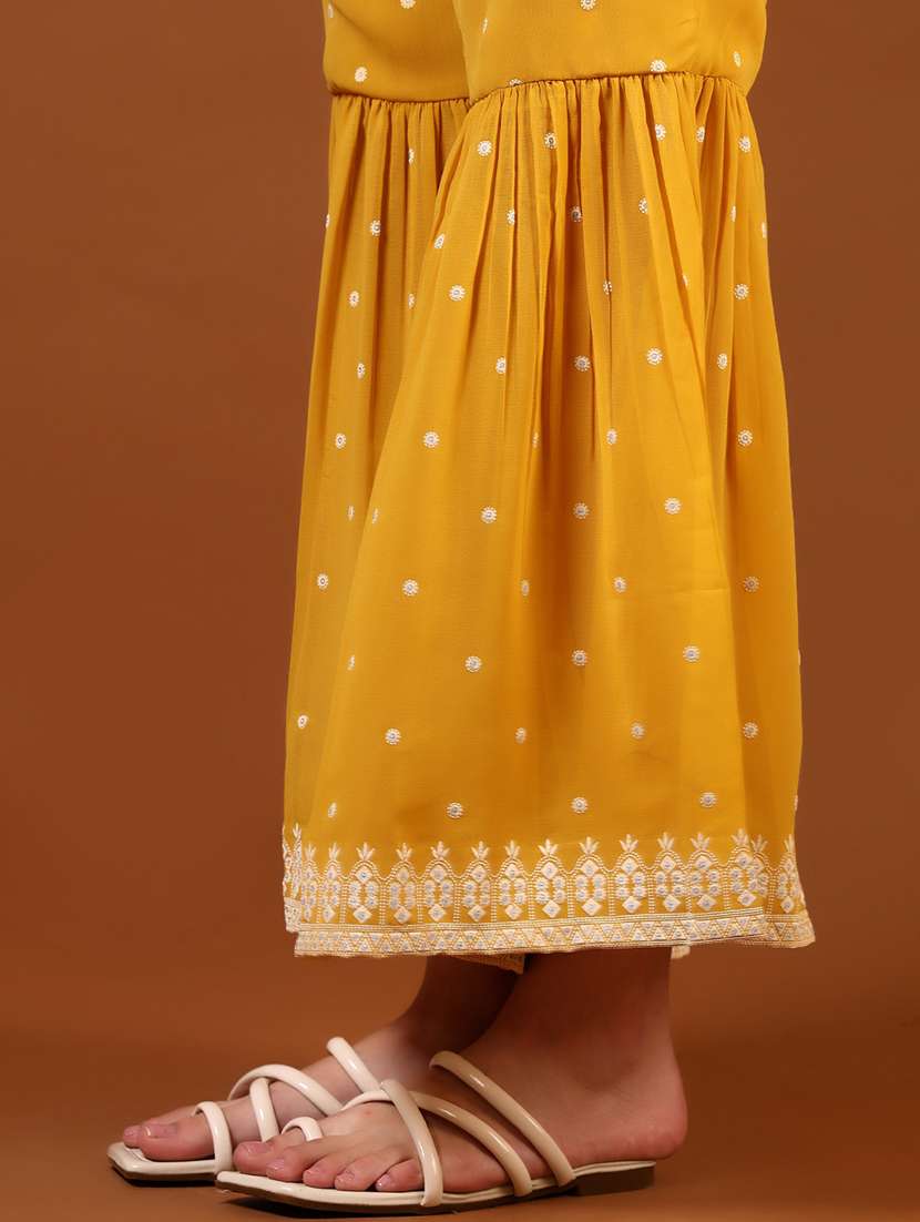 women's angrakha mustard embroidered kurta sharara set - 21765385 - Standard Image - 5