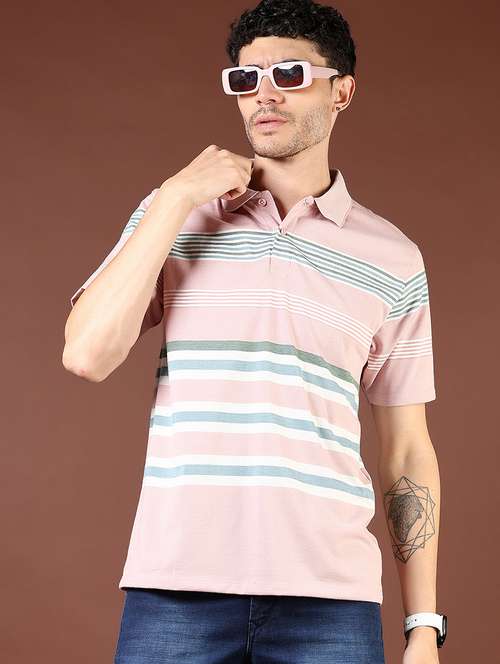 men striped short sleeve regular fit polo t-shirt - 21765386 - Standard Image - 0
