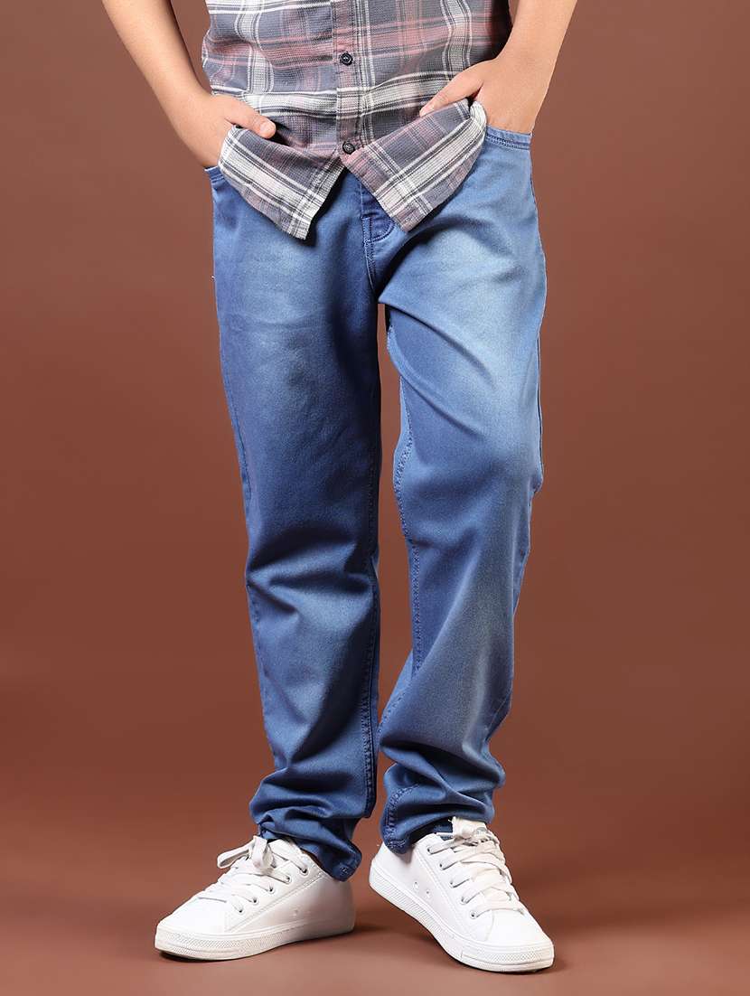 boys solid mid rise straight fit jeans - 21765407 -  Standard Image - 3