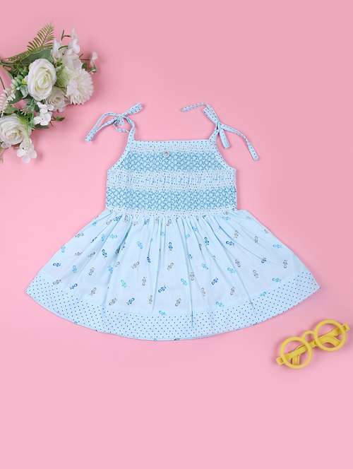 girls floral printed shoulder strap frock - 21765434 - Standard Image - 0