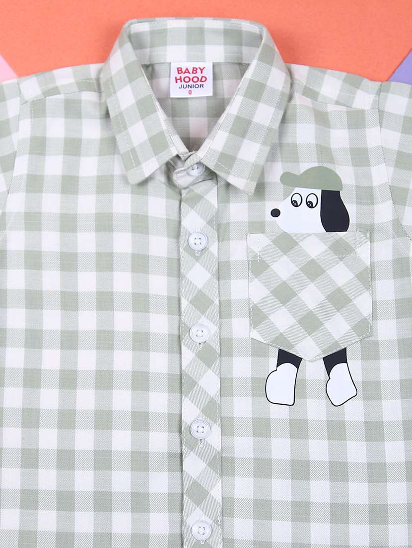 boys checkered shirt & shorts casual wear set - 21765465 -  Standard Image - 3