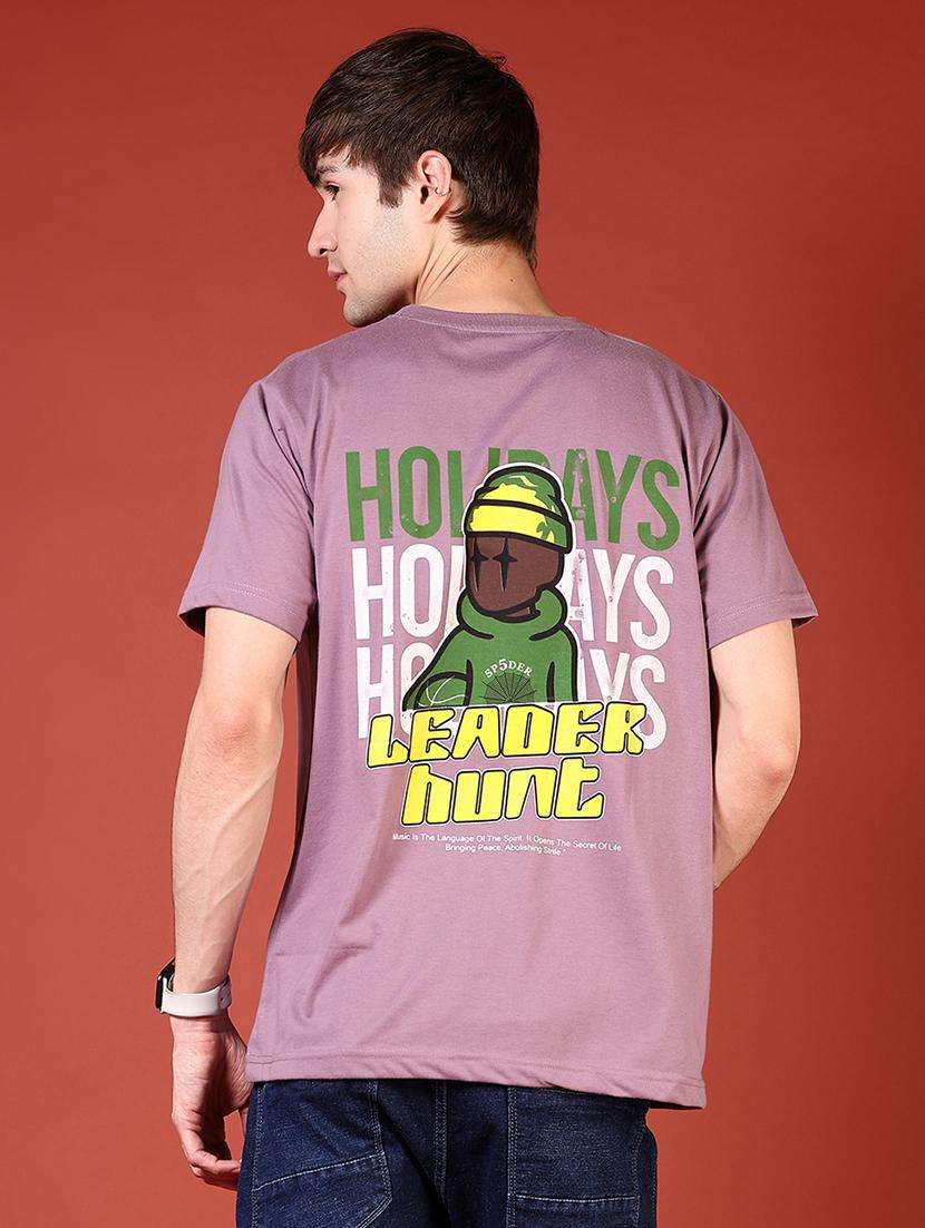 men front & back print round neck regular fit t-shirt