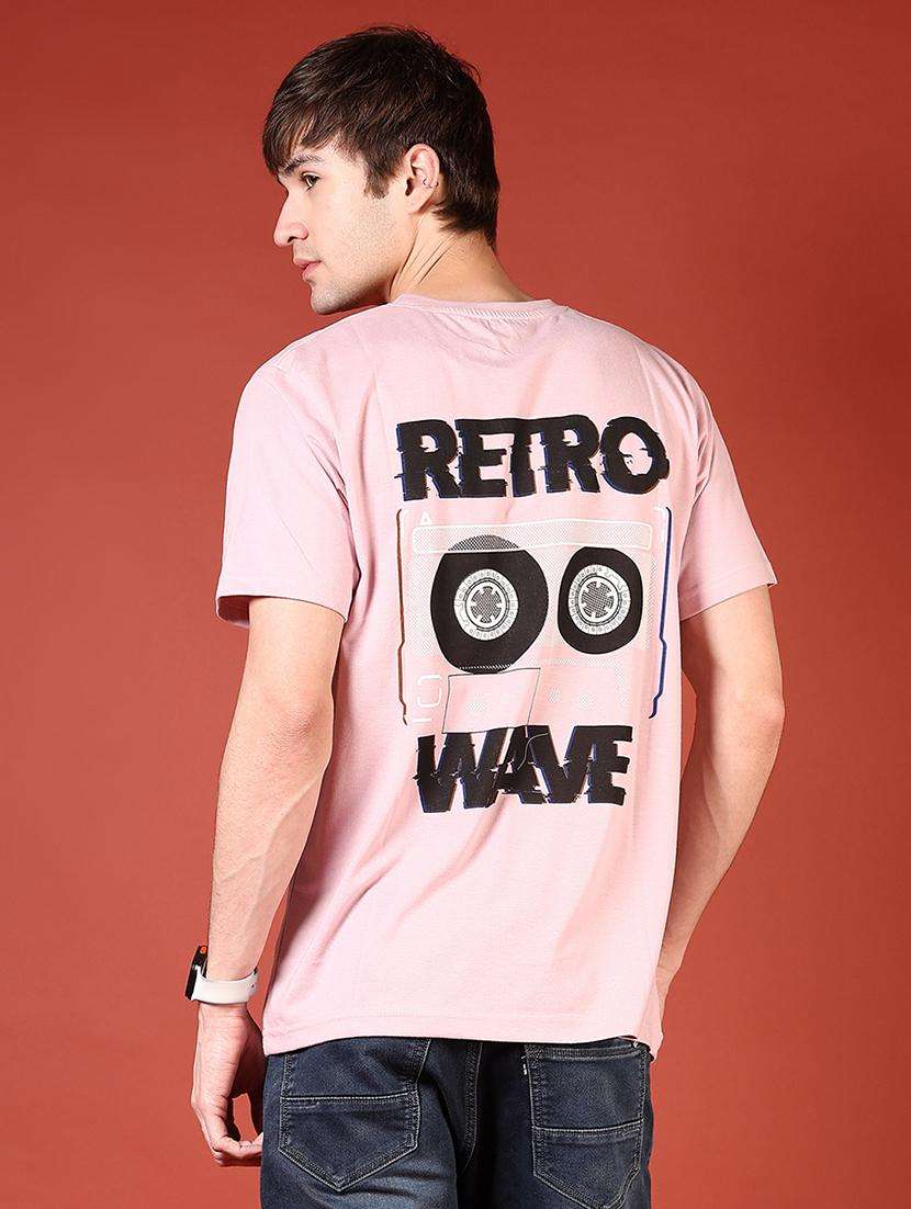 men front & back print round neck regular fit t-shirt