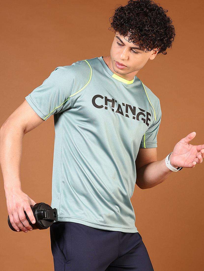 men typographic printed round neck t-shirt