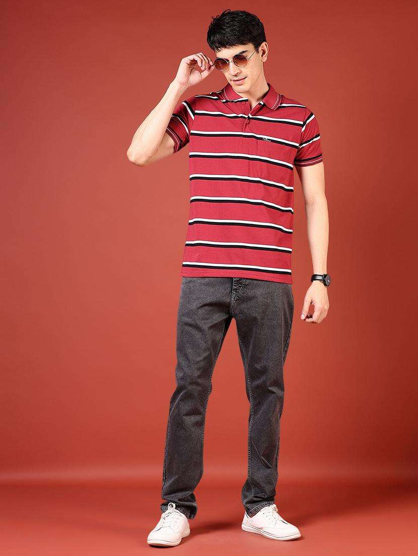 men striped short sleeve regular fit polo t-shirt - 21765517 - Standard Image - 3