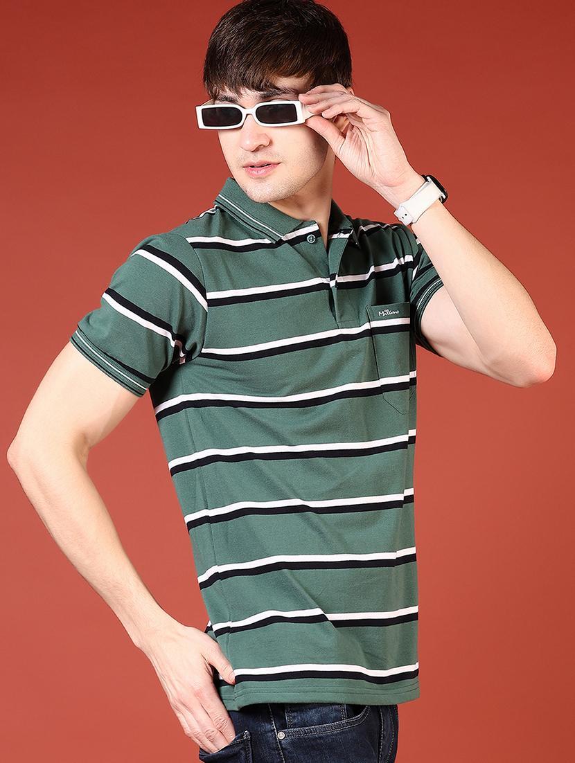 men striped short sleeve regular fit polo t-shirt - 21765519 - Zoom Image - 0