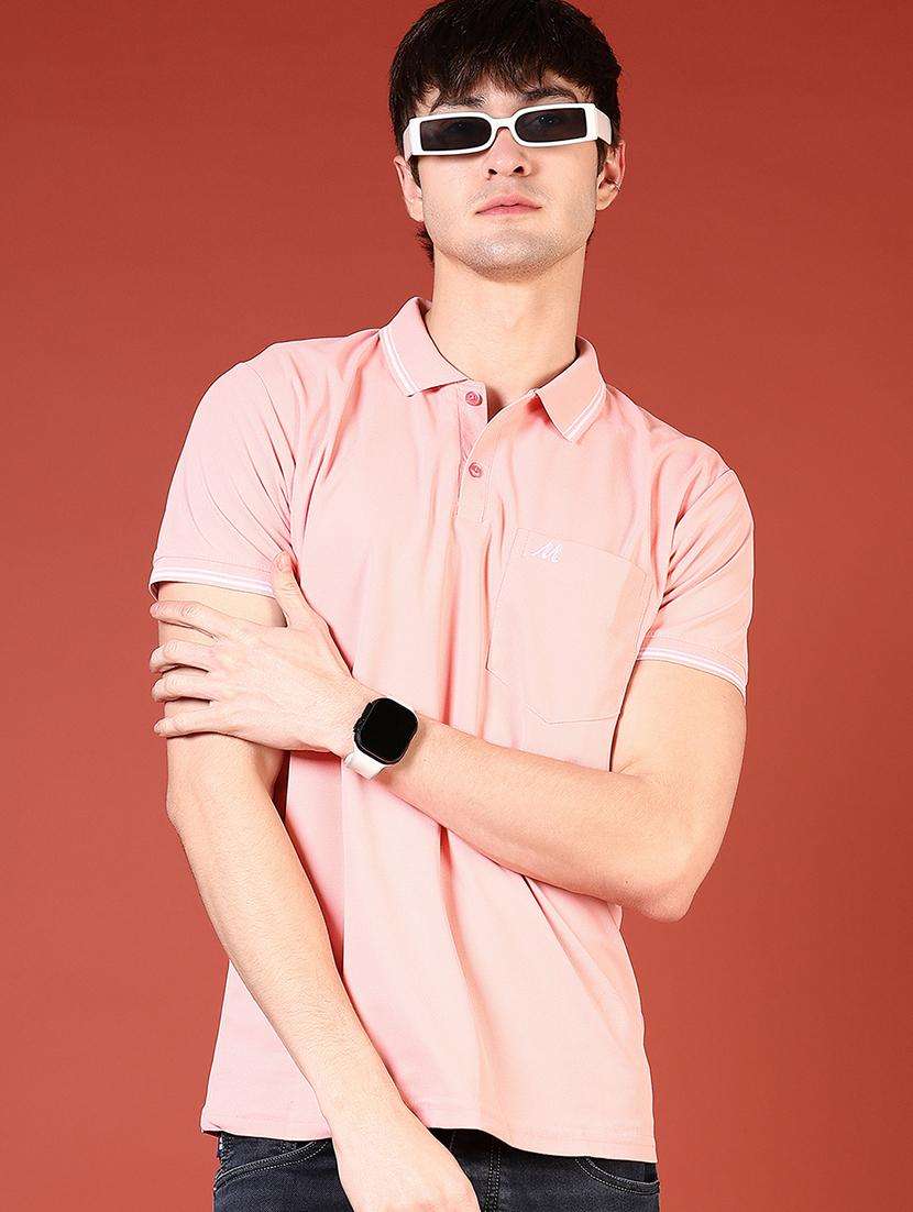 men solid short sleeve regular fit polo t-shirt