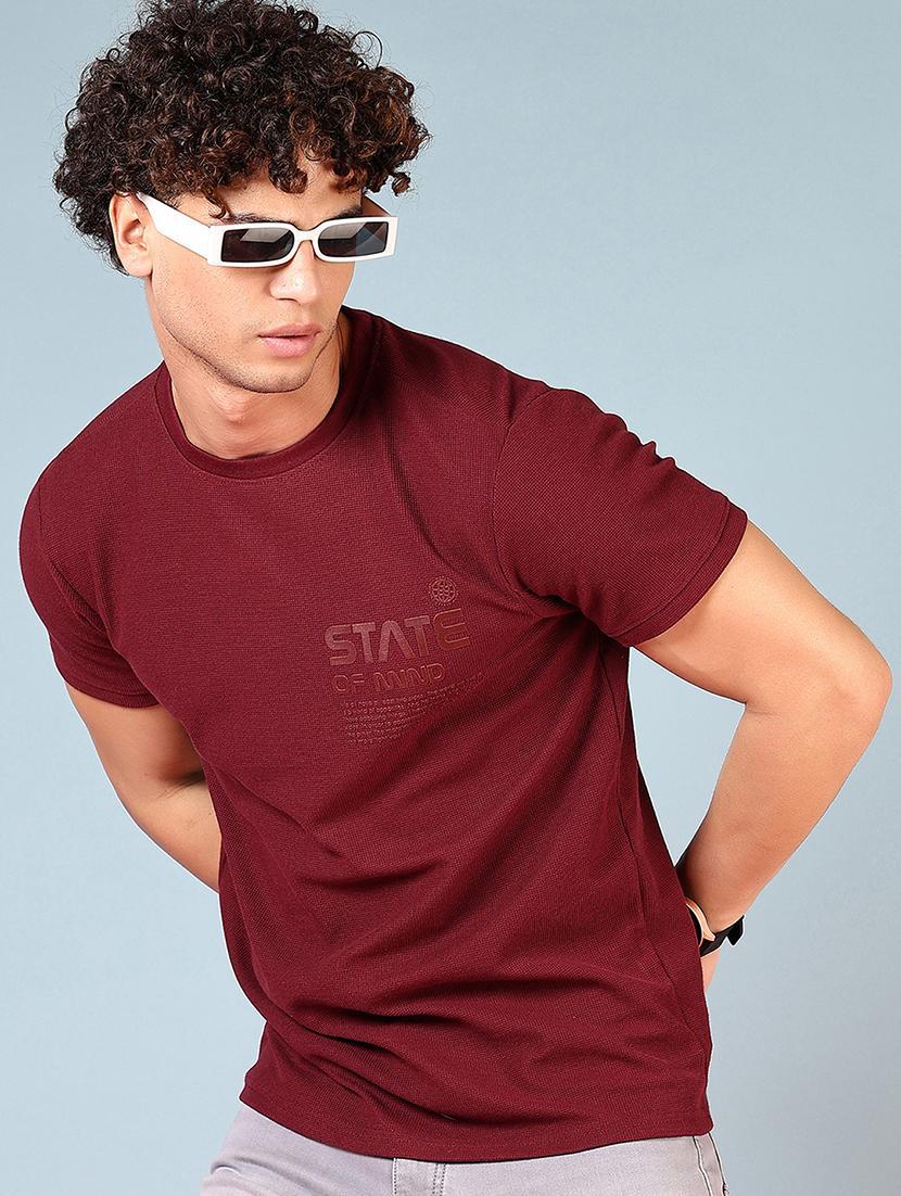 men maroon short sleeve regular fit t-shirt - 21765605 - Zoom Image - 0
