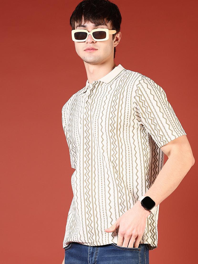 men printed short sleeve regular fit polo shirt