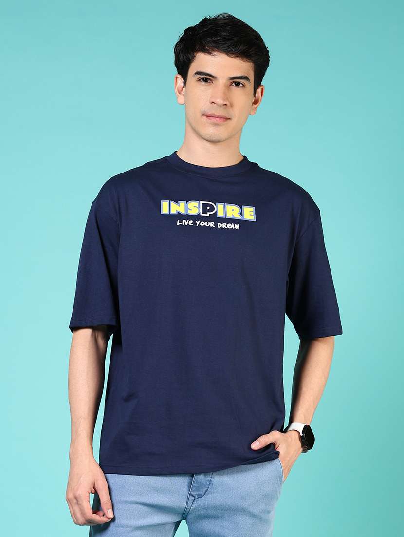 men short sleeves front & back print t-shirt