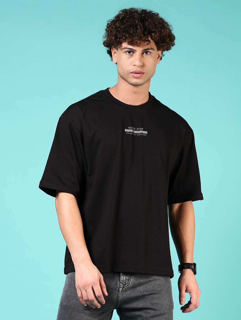 men short sleeves front & back print t-shirt