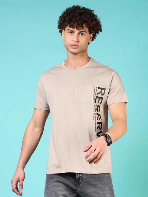 men round neck placement print t-shirt - 21765666 - Standard Image - 0