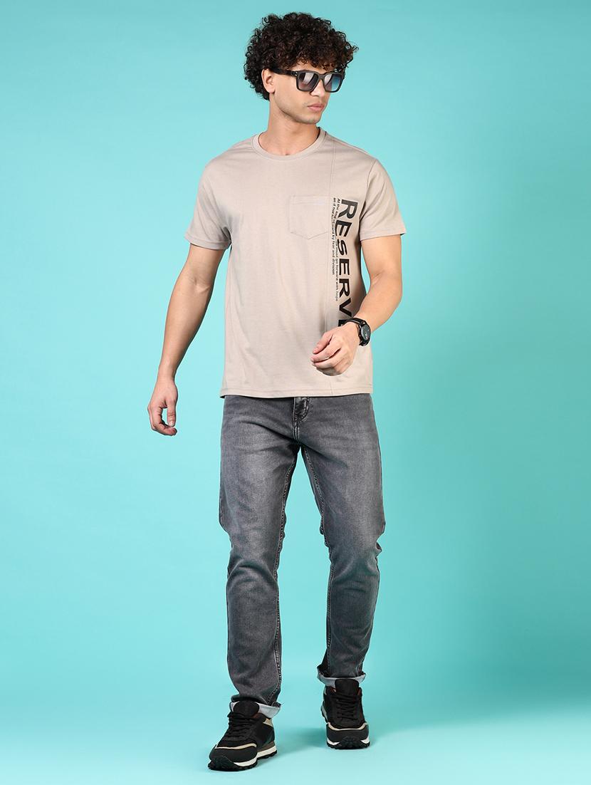 men round neck placement print t-shirt - 21765666 - Standard Image - 3