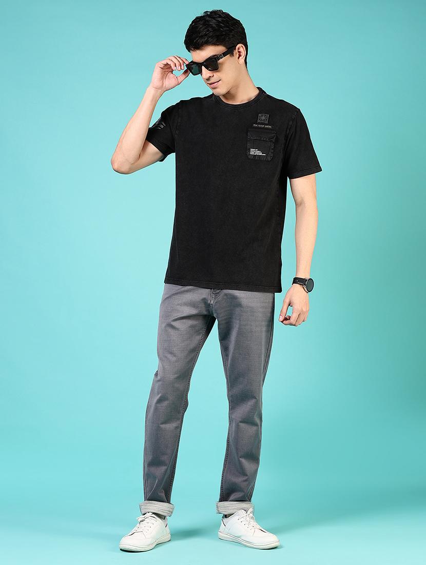 men round neck placement print t-shirt - 21765673 - Standard Image - 3