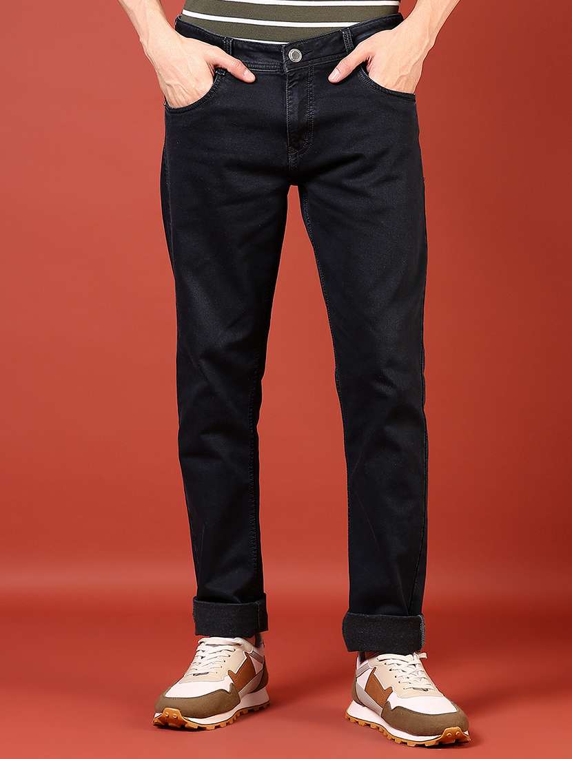 men solid mid rise slim fit jean