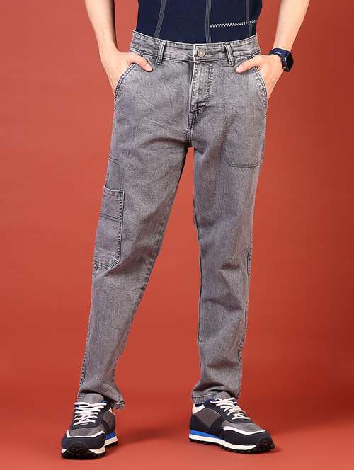 men solid mid rise denim cargo - 21765812 -  Standard Image - 0