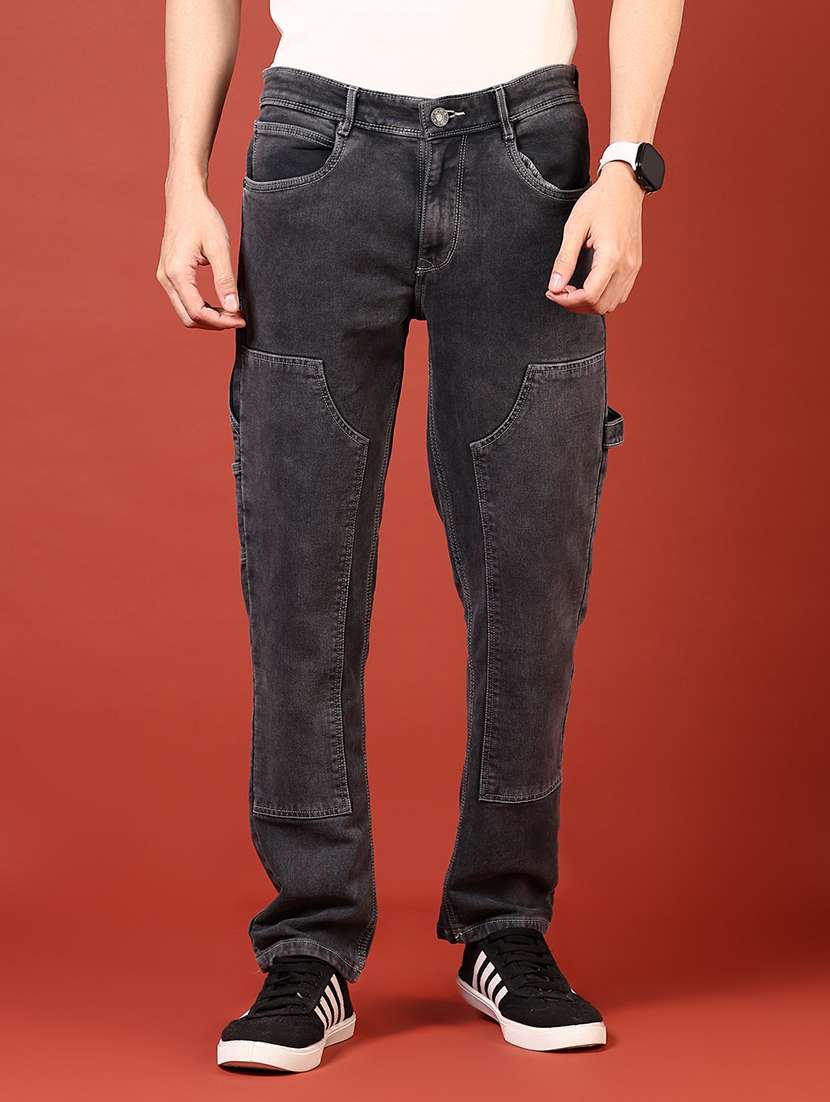 men solid mid rise cargo