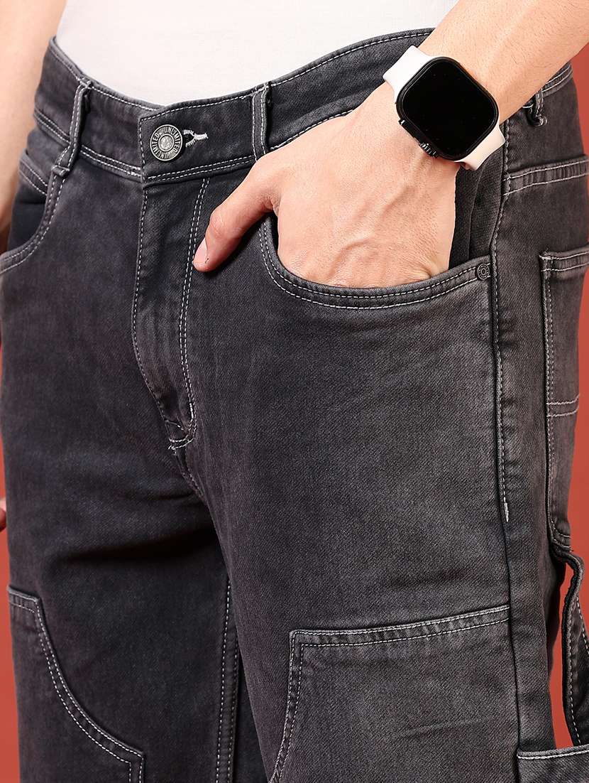 men solid mid rise cargo - 21765814 -  Standard Image - 5