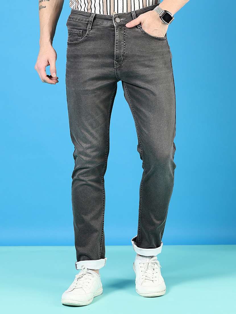 men solid mid rise slim fit jean