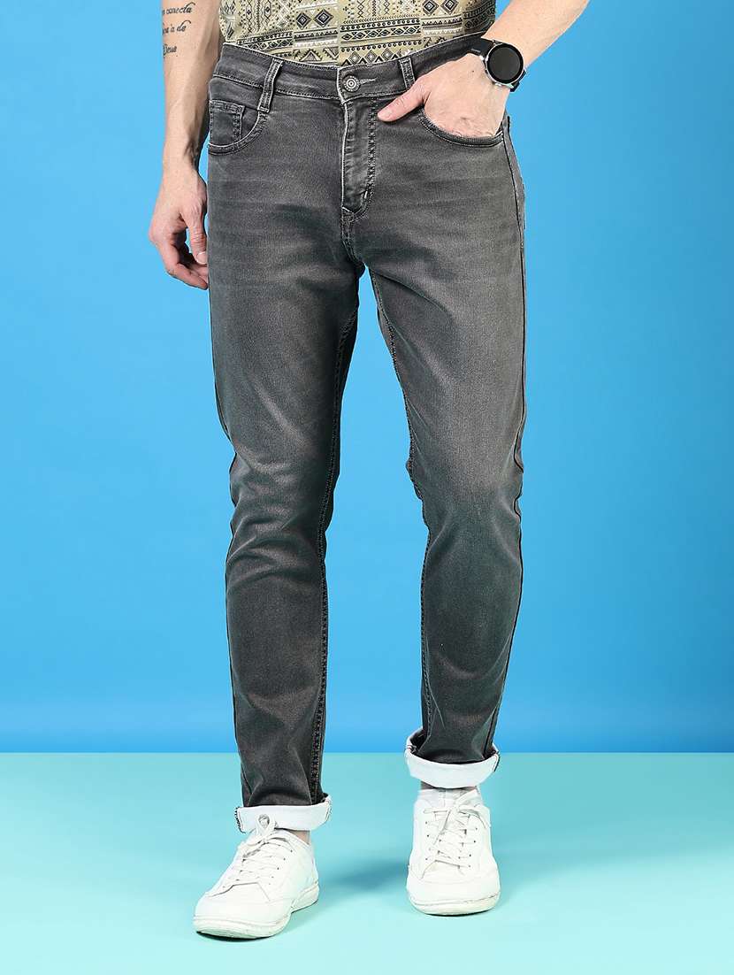 men solid mid rise slim fit jean