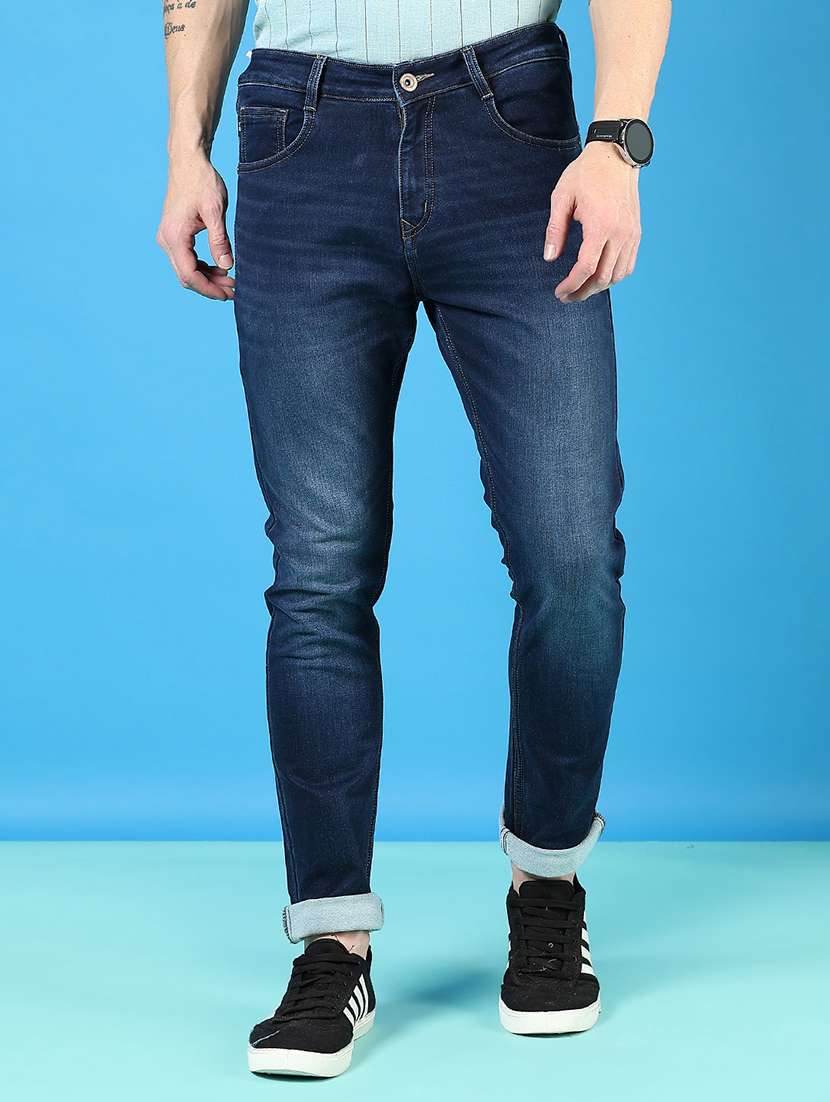 men solid mid rise slim fit jean