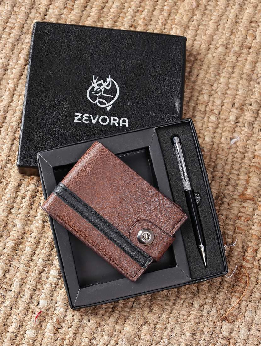 men leather wallet and pen gift set