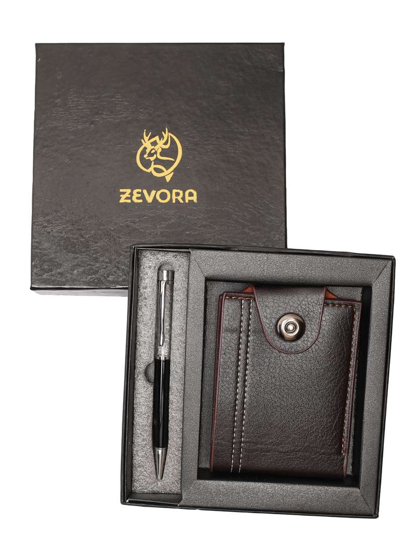men leather wallet and pen gift set