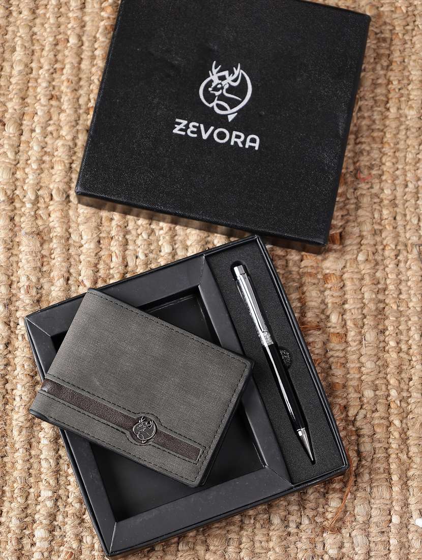 men leather wallet and pen gift set