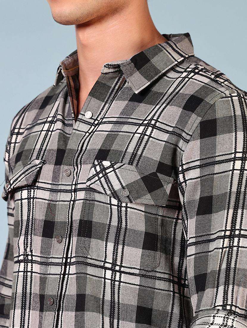 men checkered long sleeve regular fit casual shirt - 21765898 -  Standard Image - 5