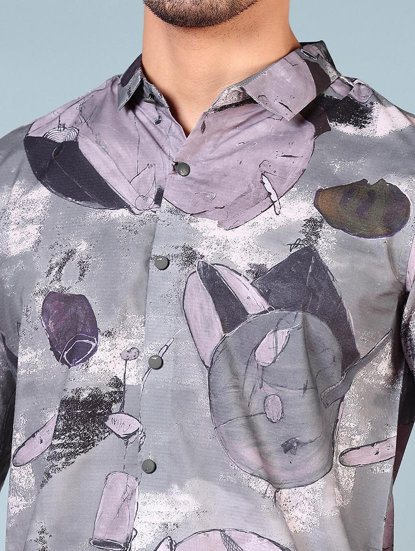 men printed long sleeve regular fit casual shirt - 21765900 - Standard Image - 5