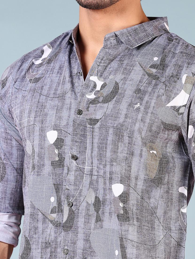 men printed long sleeve regular fit casual shirt - 21765907 - Standard Image - 5