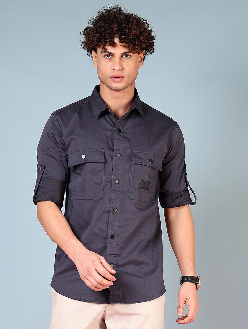 men solid long sleeve regular fit casual shirt - 21765918 - Zoom Image - 0