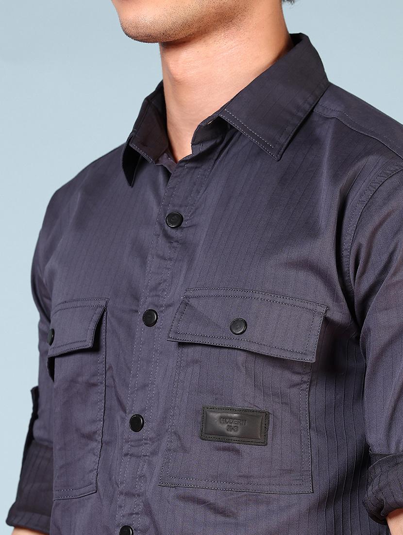 men solid long sleeve regular fit casual shirt - 21765918 - Standard Image - 5