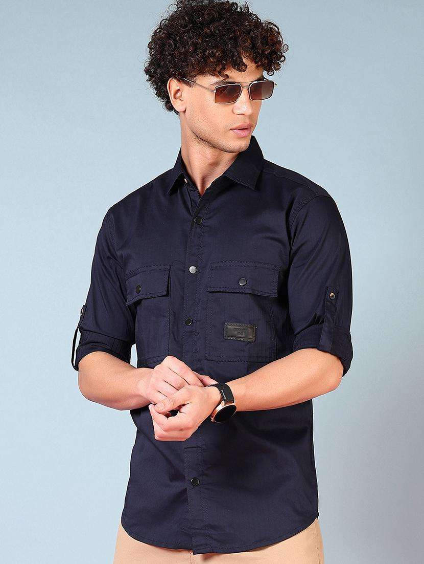 men solid long sleeve regular fit casual shirt