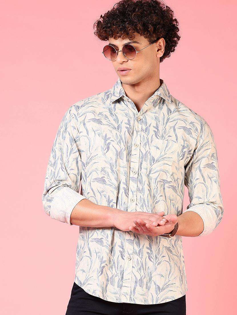 men printed long sleeve regular fit casual shirt