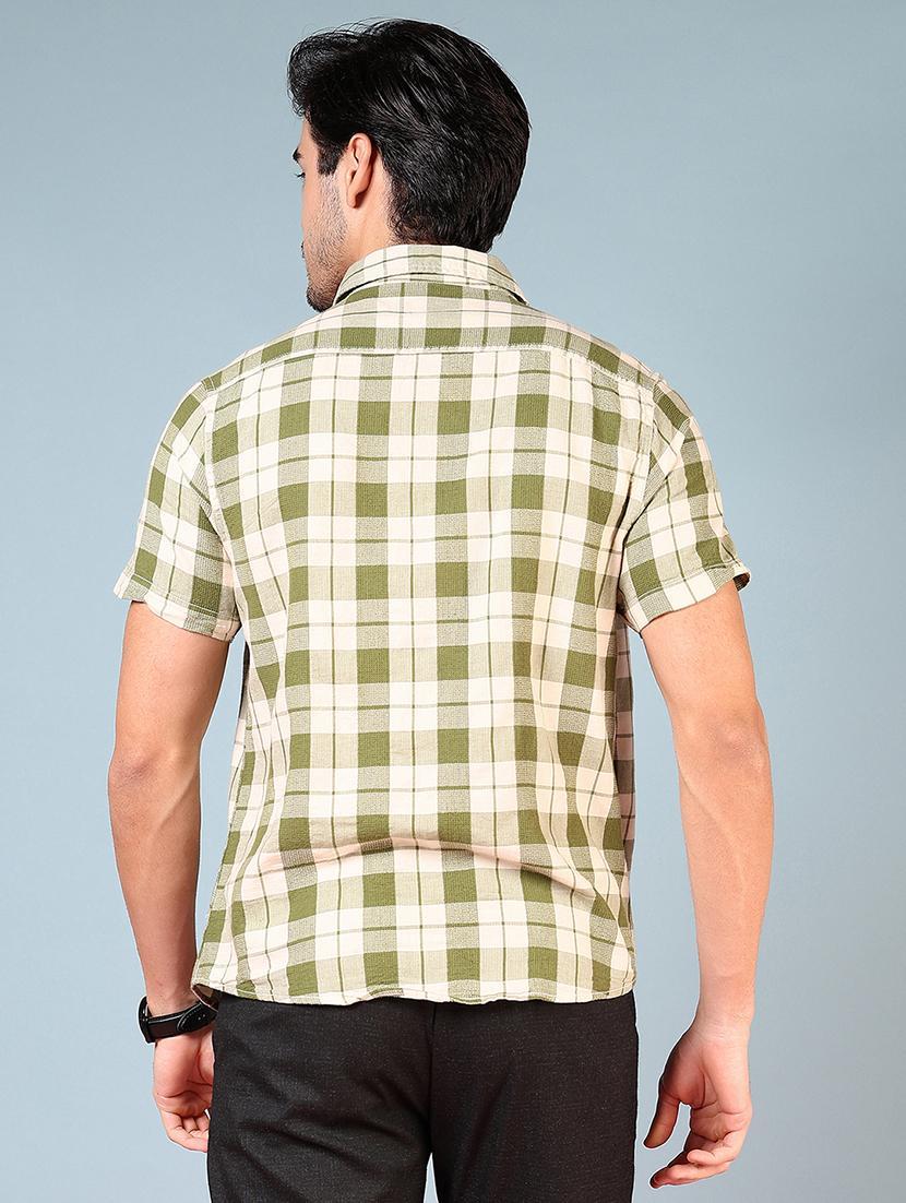 men checkered short sleeve regular fit casual shirt - 21765927 - Standard Image - 3