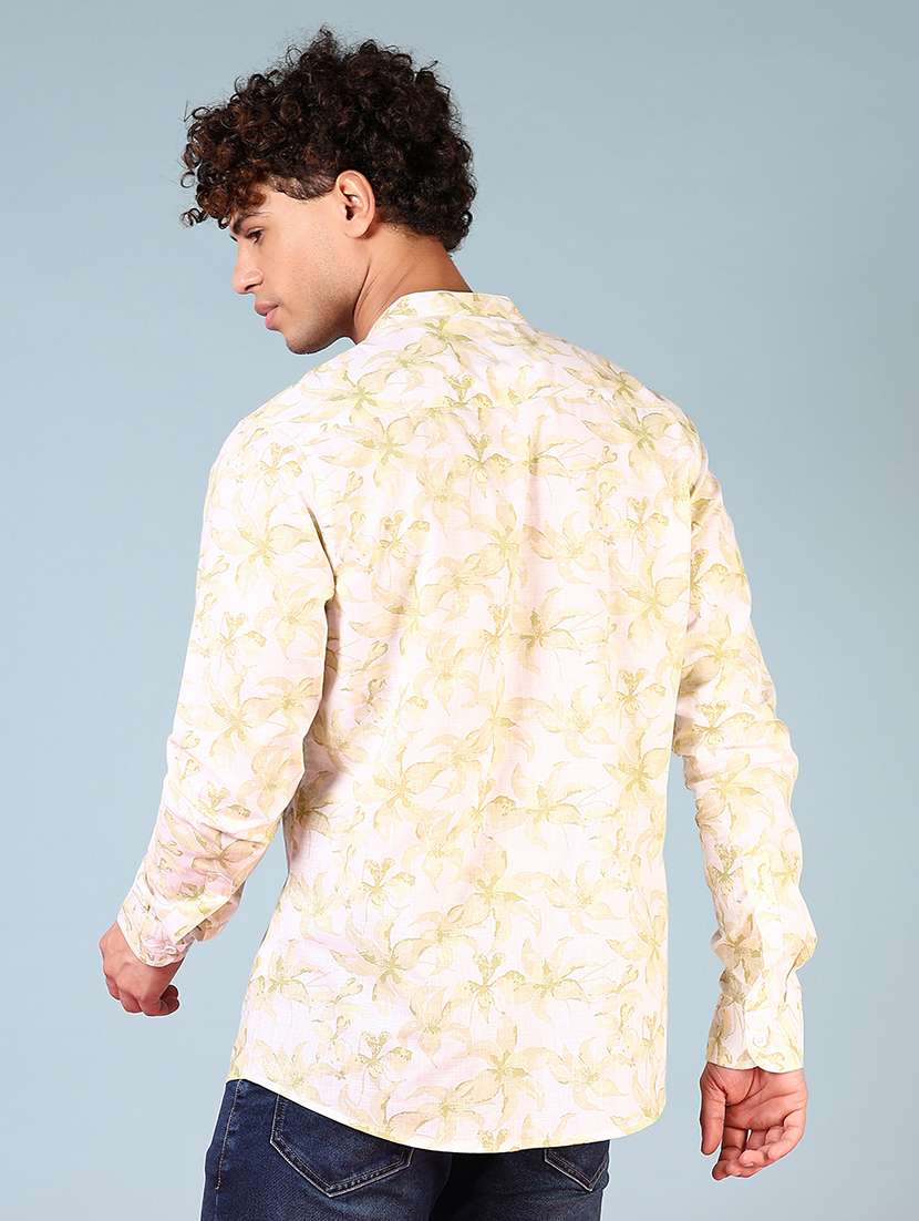 men printed mandarin neck casual shirt - 21765933 - Standard Image - 3
