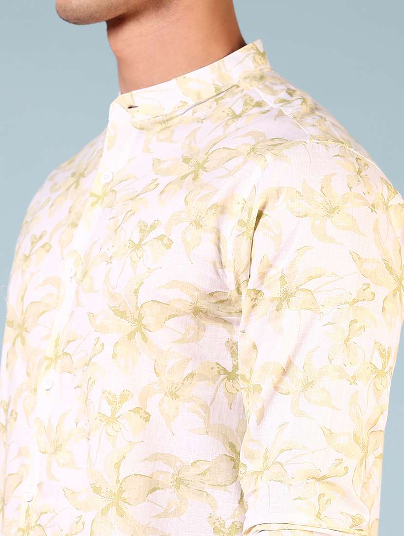 men printed mandarin neck casual shirt - 21765933 - Standard Image - 5