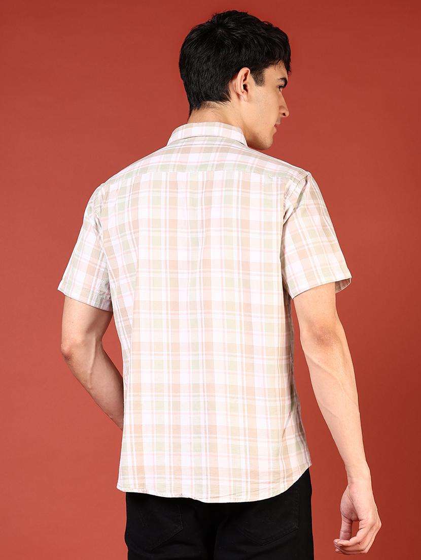 men checkered short sleeve regular fit casual shirt - 21765951 -  Standard Image - 3