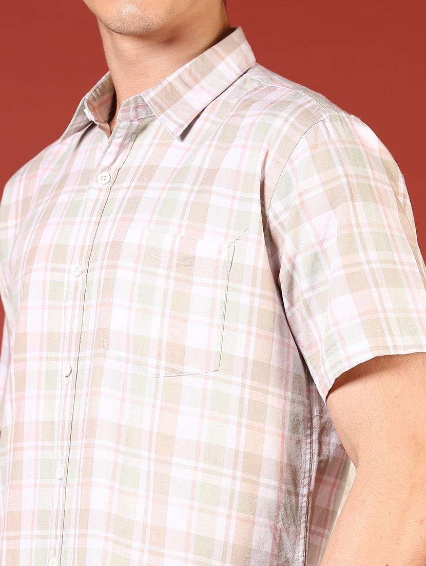 men checkered short sleeve regular fit casual shirt - 21765951 -  Standard Image - 5