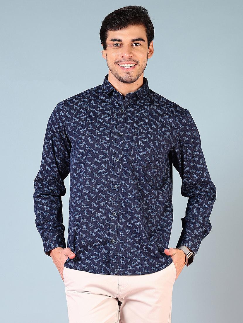 men printed long sleeve regular fit casual shirt