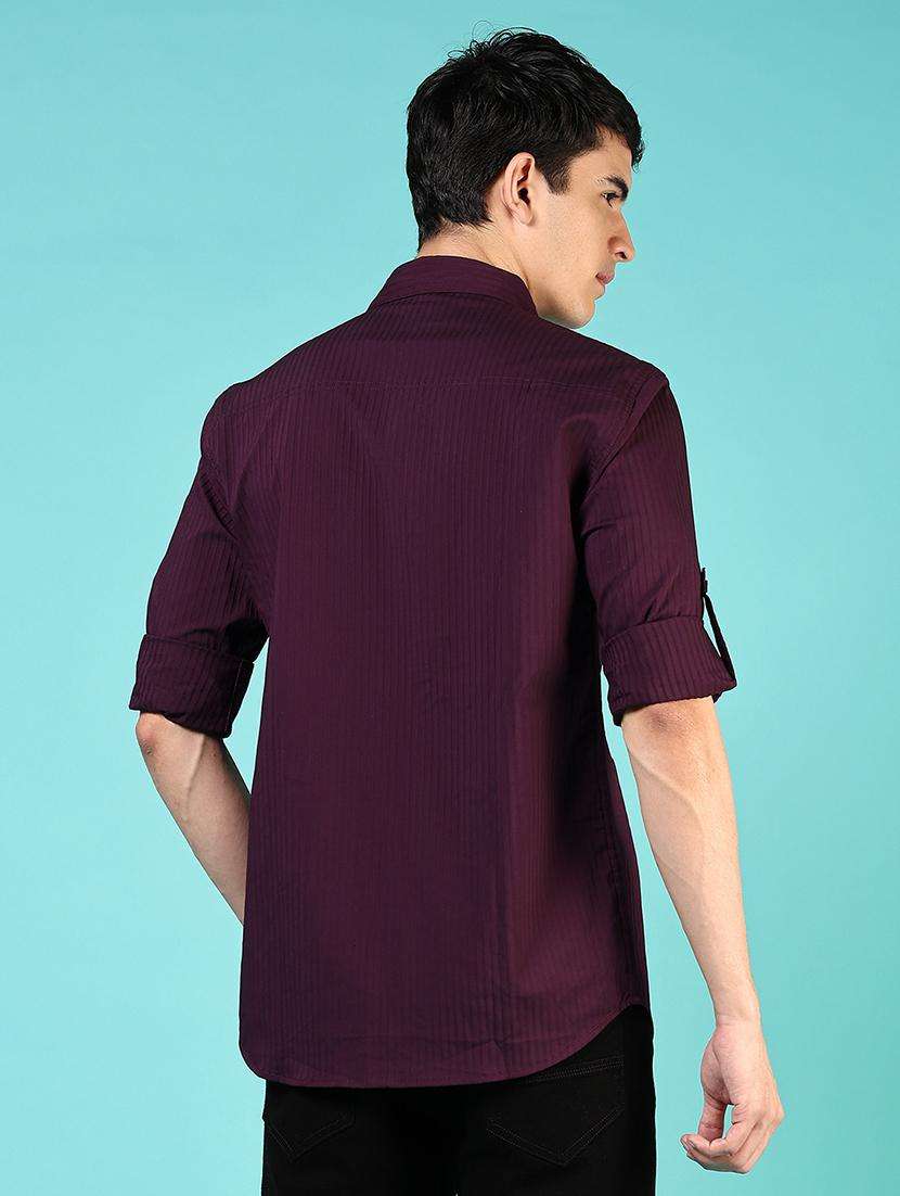 men solid long sleeve regular fit casual shirt - 21765972 - Standard Image - 3