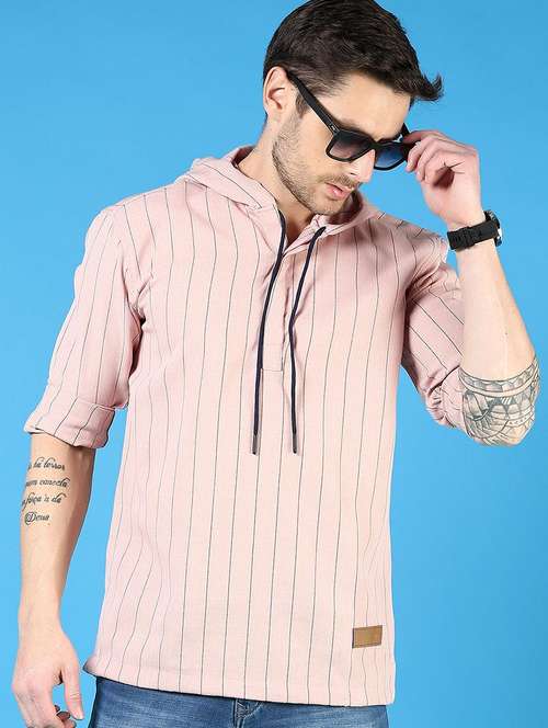 men striped long sleeve hooded t-shirt - 21765974 -  Standard Image - 0