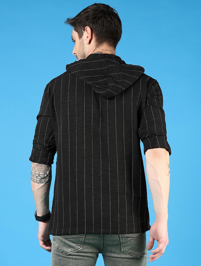 men striped long sleeve hooded t-shirt - 21765976 - Standard Image - 3