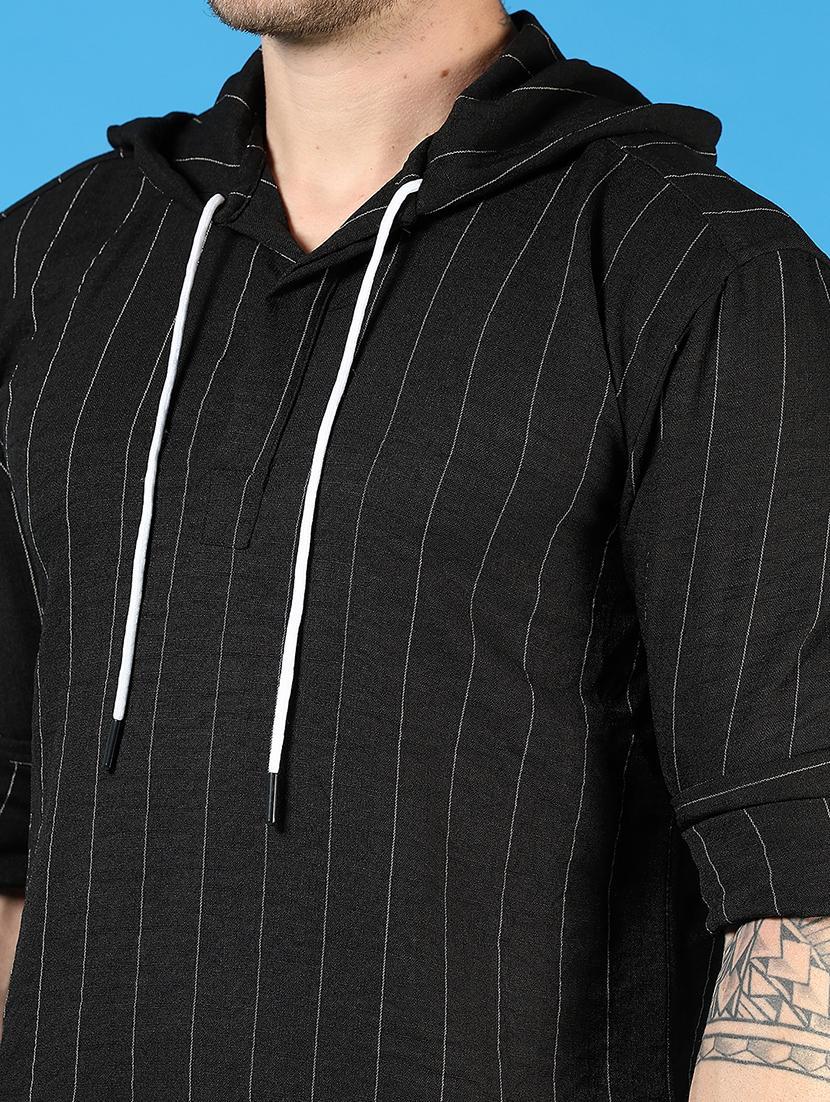 men striped long sleeve hooded t-shirt - 21765976 - Standard Image - 5