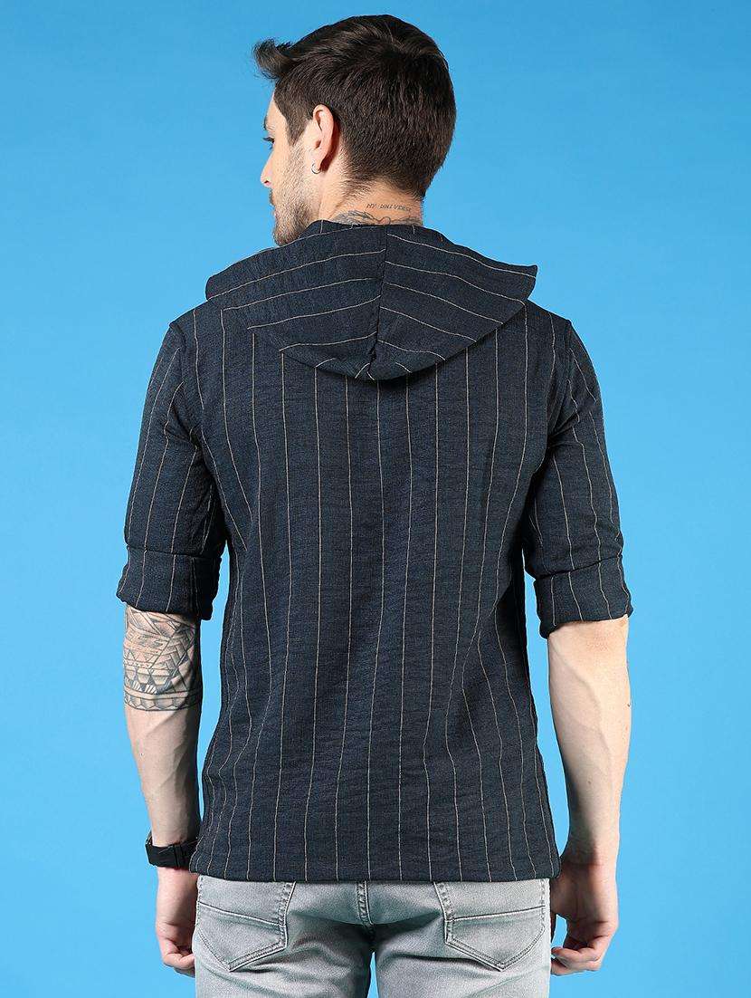 men striped long sleeve hooded t-shirt - 21765978 - Standard Image - 3