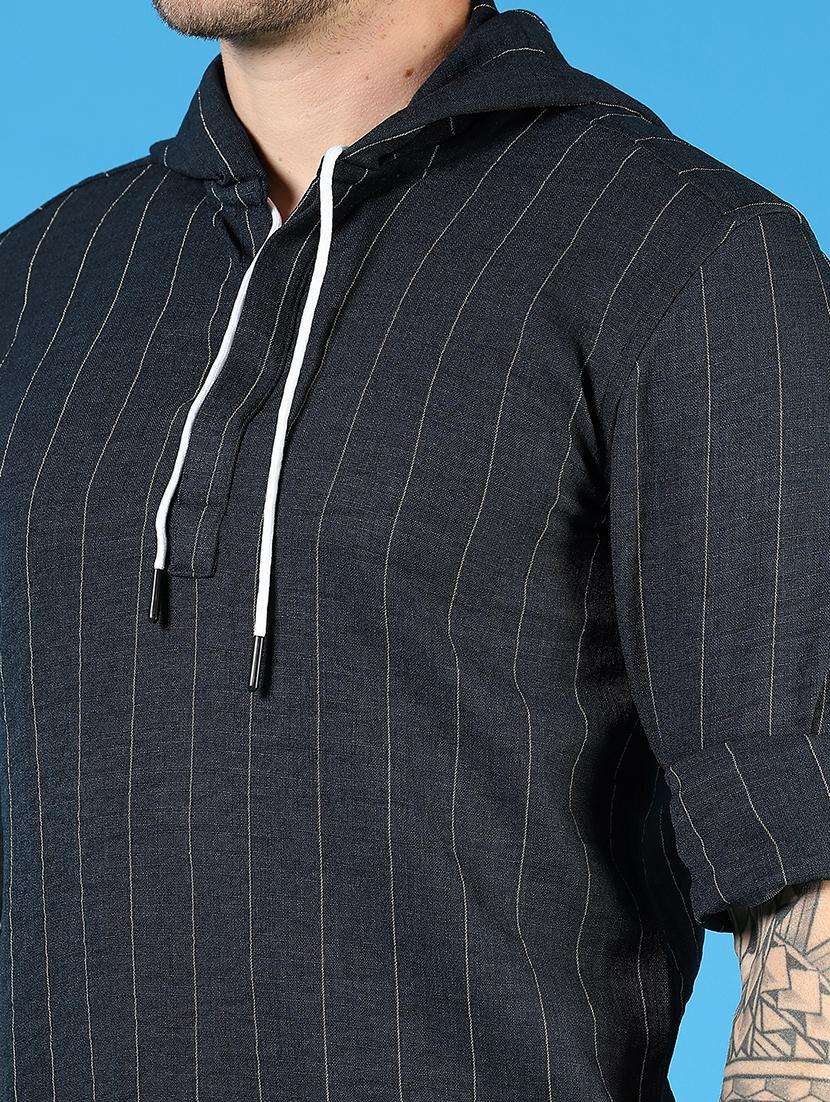 men striped long sleeve hooded t-shirt - 21765978 - Standard Image - 5