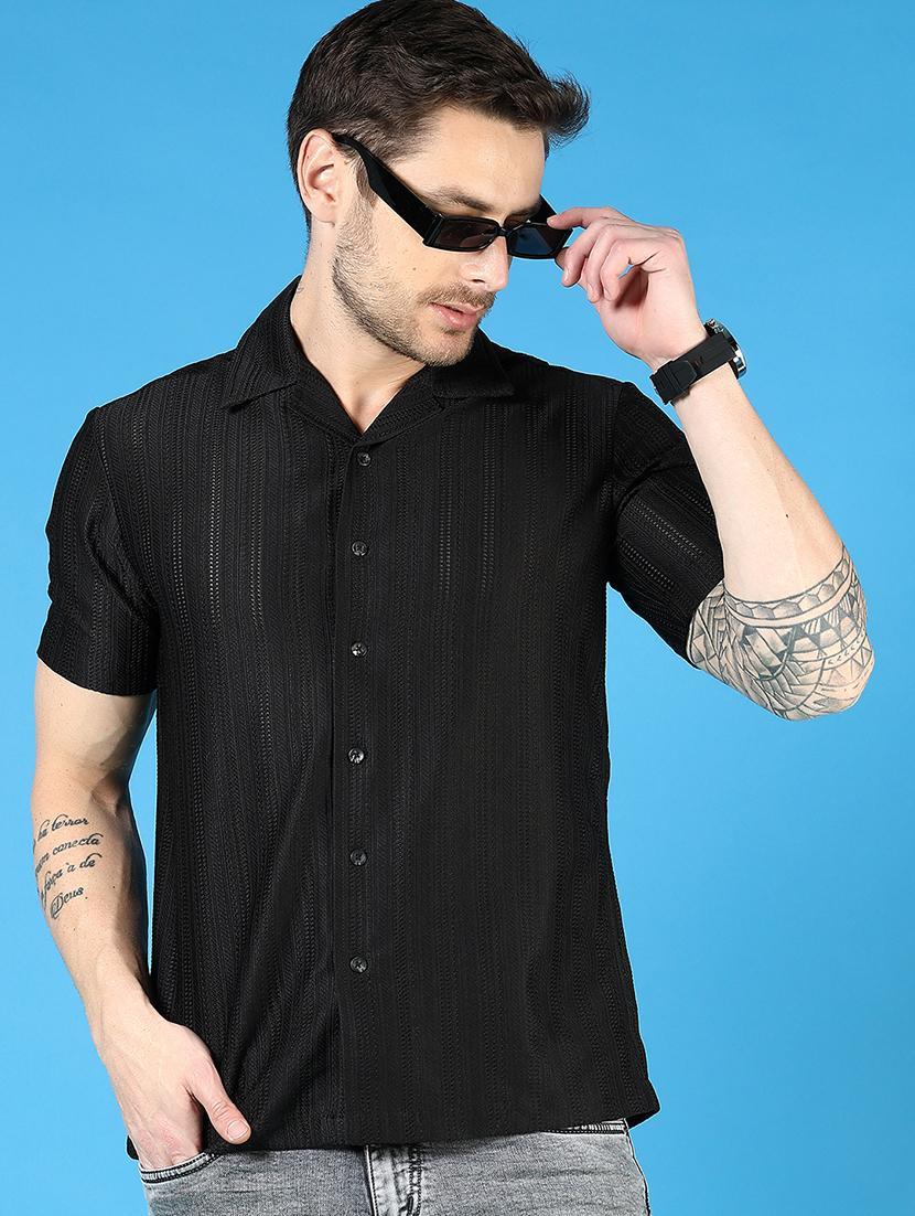men solid short sleeve regular fit casual shirt - 21765991 -  Zoom Image - 0