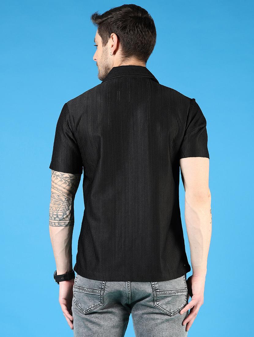 men solid short sleeve regular fit casual shirt - 21765991 - Standard Image - 3